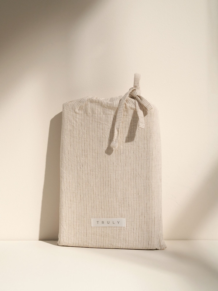 Truly Mushroom Stripe Mushroom Stripe Linen Cotton Oxford Pillowcases - Image 4 of 4