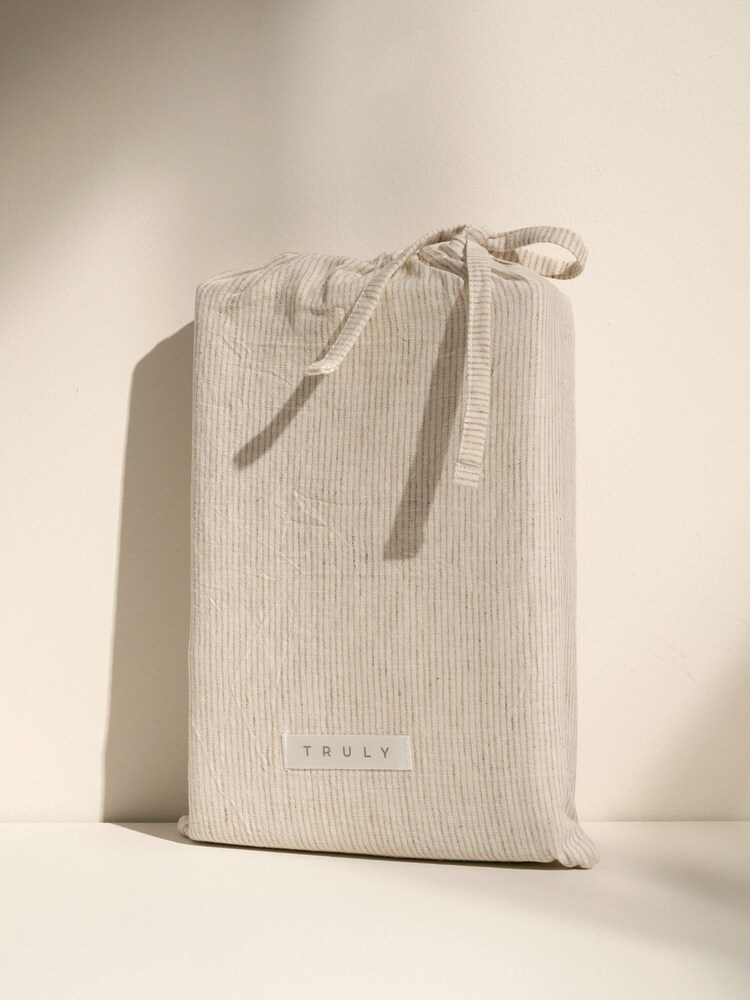 Truly Mushroom Stripe Linen Cotton Housewife Pillowcases - Image 2 of 4