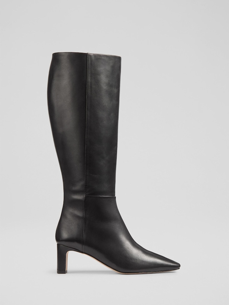 LK Bennett Black Margarite Leather Knee Boots - Image 1 of 5 LK Bennett Black Margarite Leather Knee Boots - Image 1 of 5