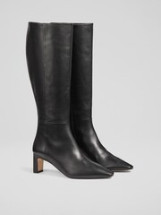 LK Bennett Black Margarite Leather Knee Boots - Image 3 of 5