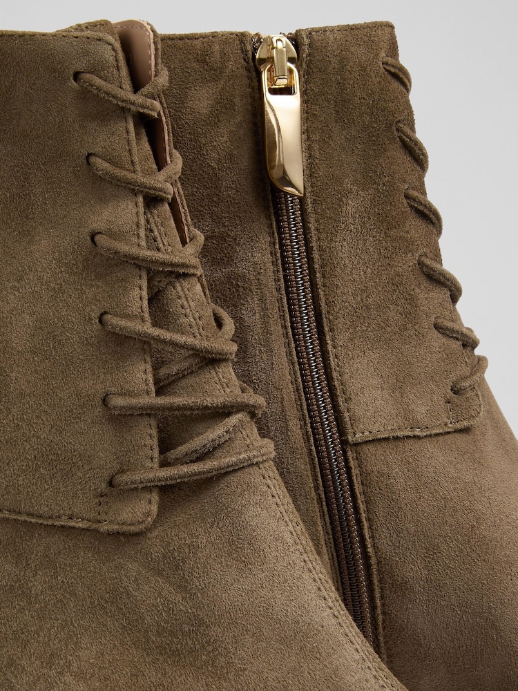 LK Bennett Green Betty Lace Up Leather Block Heel Boots - Image 4 of 4 LK Bennett Green Betty Lace Up Leather Block Heel Boots - Image 4 of 4