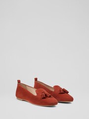 LK Bennett Orange Jessie Tassel Lounge Flats - Image 2 of 4