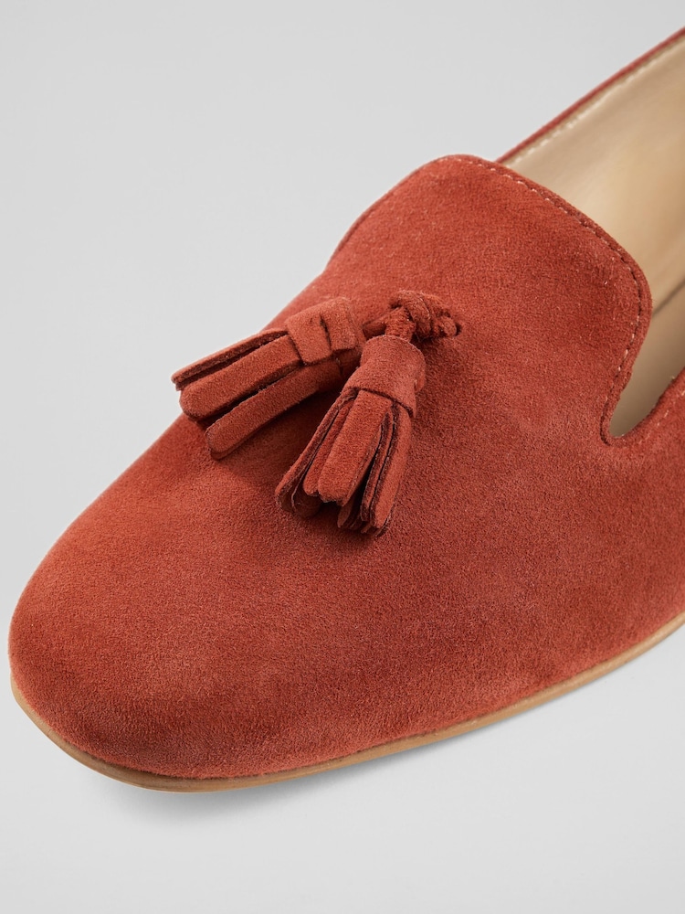 LK Bennett Orange Jessie Tassel Lounge Flats - Image 4 of 4
