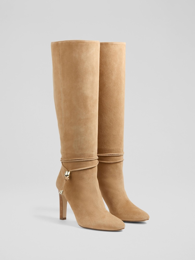 LK Bennett Natural Loretta Knee Boots - Image 2 of 3 LK Bennett Natural Loretta Knee Boots - Image 2 of 3