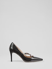 LK Bennett Black Crystal Oloid Crossover Strap Courts - Image 1 of 4