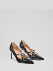 LK Bennett Black Crystal Oloid Crossover Strap Courts - Image 2 of 4
