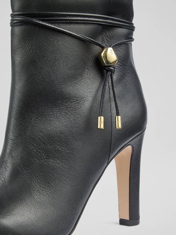 LK Bennett Black Loretta Plain Leather Knee Boots - Image 4 of 4
