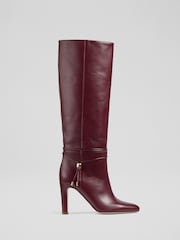 LK Bennett Oloid Plain Leather Knee Boots - Slika 1 iz 4