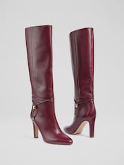 LK Bennett Oloid Plain Leather Knee Boots - Slika 3 iz 4