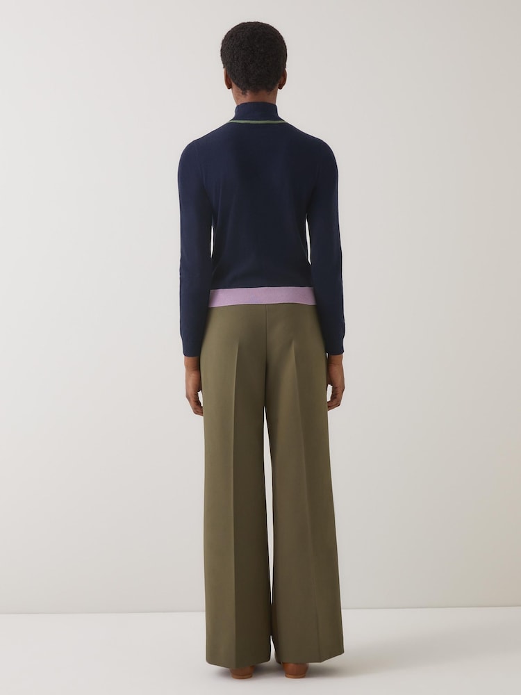 LK Bennett Green Petra Plain Polyester Pleat Front Notch Back Trousers - Image 2 of 4 LK Bennett Green Petra Plain Polyester Pleat Front Notch Back Trousers - Image 2 of 4