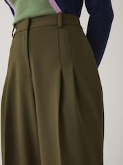 LK Bennett Green Petra Plain Polyester Pleat Front Notch Back Trousers - Image 4 of 4