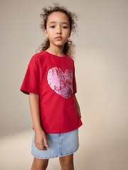 Pink Heart Sequin T-Shirt (3-16yrs) - Image 1 of 2