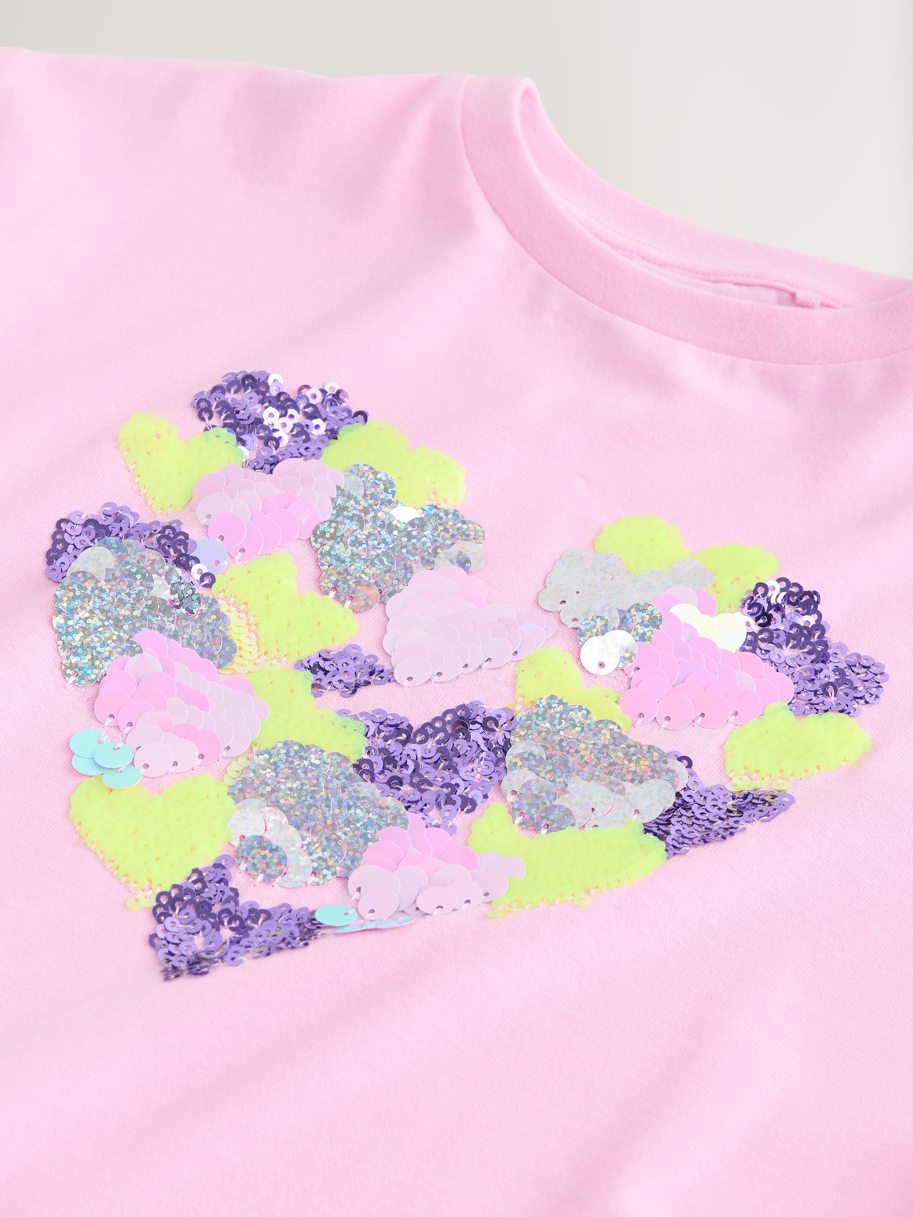 Buy Pink Sequin Heart T-Shirt (3-16yrs) from Next USA