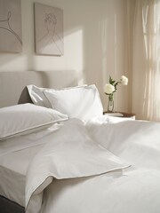 Truly White Mushroom Embroidered Edge Duvet Cover - Image 1 of 3