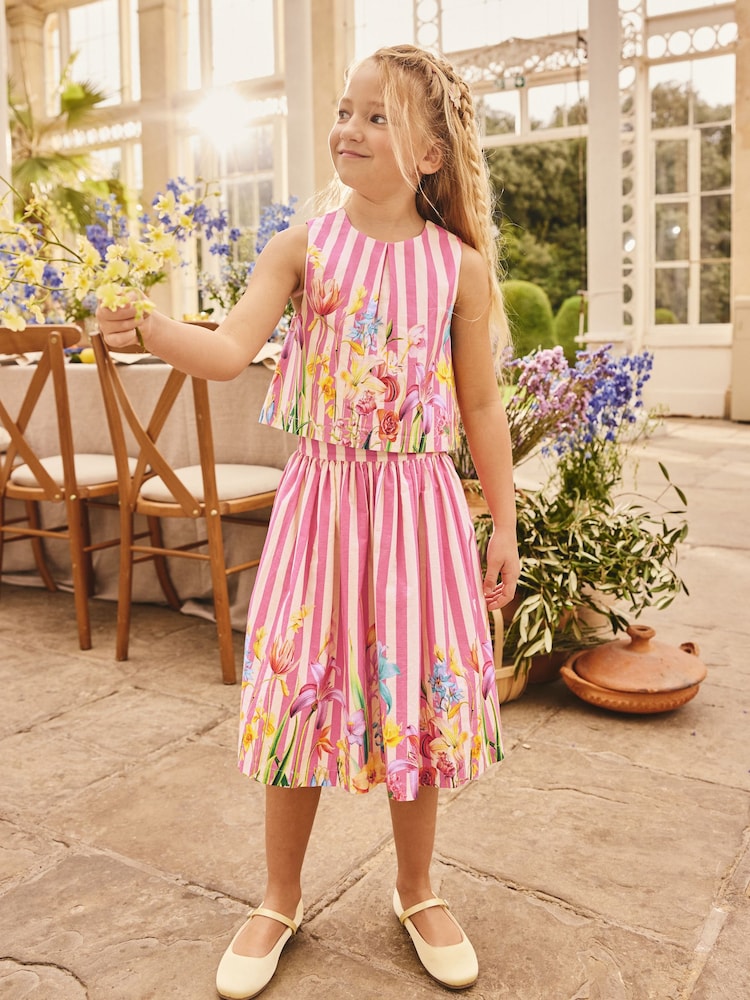 Pink Floral Blouse and Skirt Set (3-16yrs) - Image 1 of 8 Pink Floral Blouse and Skirt Set (3-16yrs) - Image 1 of 8