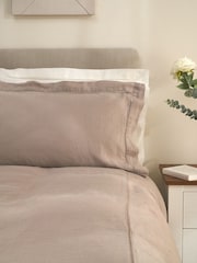 Truly Mushroom Ladder Detail Linen Duvet Cover - Image 2 of 4