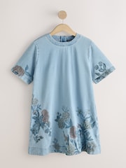 Mid Blue Floral National Trust x Next Denim T-Shirt Dress - Image 6 of 10