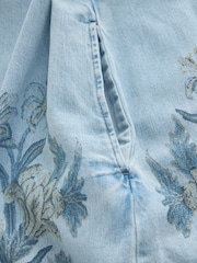 Mid Blue Floral National Trust x Next Denim T-Shirt Dress - Image 8 of 10