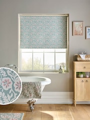 Sage Green Ready Made Blackout Bathroom Roller Floral Print Blinds - Image 1 of 6