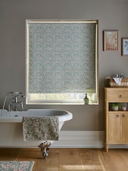 Sage Green Ready Made Blackout Bathroom Roller Floral Print Blinds - Image 3 of 6