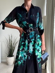 Style Cheat Green Daphne Belted Shirt Dress - Image 4 of 4