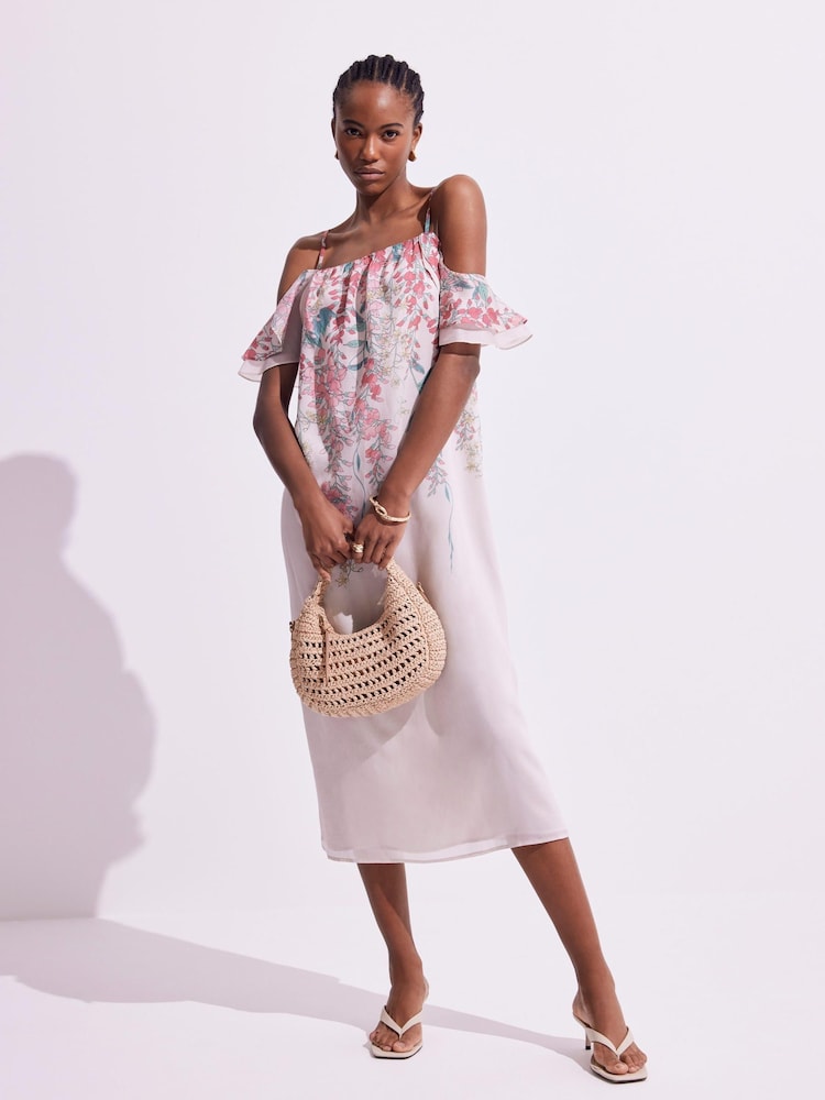 Mint Velvet Natural Floral Print Midi Dress - Image 1 of 8 Mint Velvet Natural Floral Print Midi Dress - Image 1 of 8