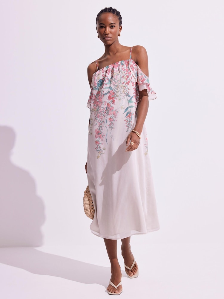 Mint Velvet Natural Floral Print Midi Dress - Image 2 of 8 Mint Velvet Natural Floral Print Midi Dress - Image 2 of 8