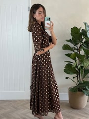 Style Cheat Brown Daphne Belted Shirt Dress - Image 3 of 4