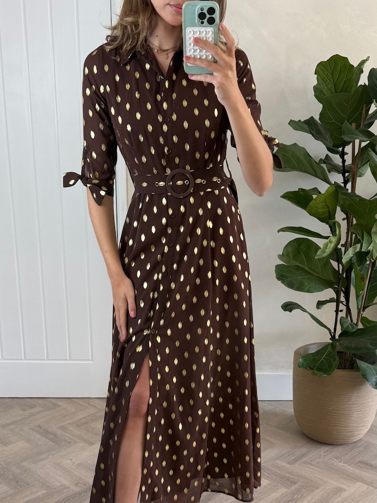 Style Cheat Brown Daphne Belted Shirt Dress - Image 4 of 4 Style Cheat Brown Daphne Belted Shirt Dress - Image 4 of 4