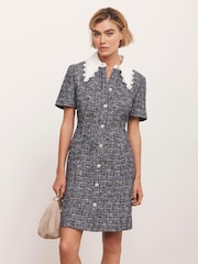 Mint Velvet Blue Mini Sequin Boucle Dress - Image 1 of 8
