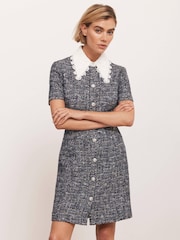 Mint Velvet Blue Mini Sequin Boucle Dress - Image 2 of 8