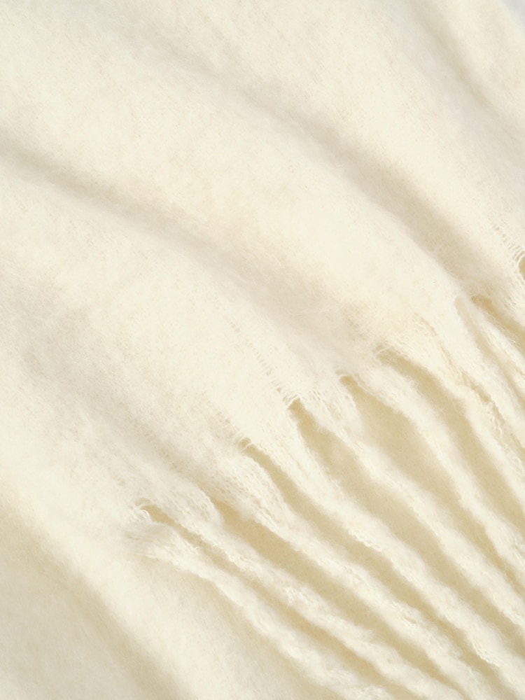 Mint Velvet Cream Brushed Fringed Scarf - Image 5 of 5