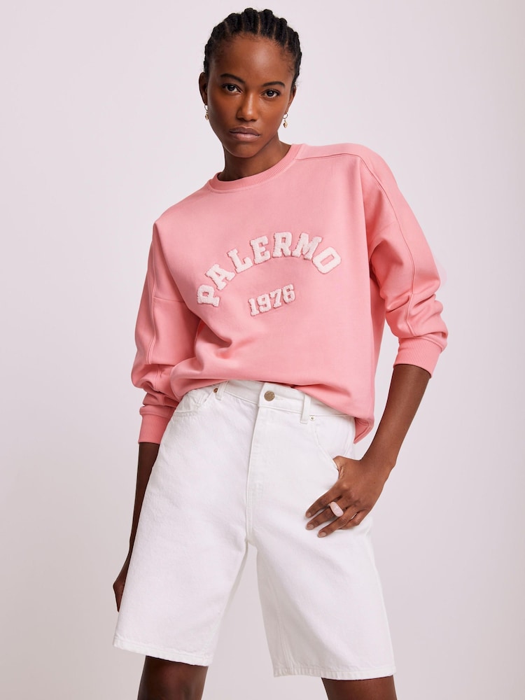 Mint Velvet Pink Graphic Print Motif Sweatshirt - Image 1 of 8