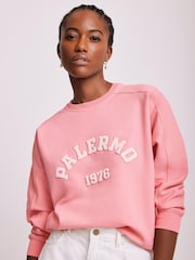 Mint Velvet Pink Graphic Print Motif Sweatshirt - Image 4 of 8
