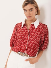 Mint Velvet Red Heart Print Shirt - Image 3 of 7