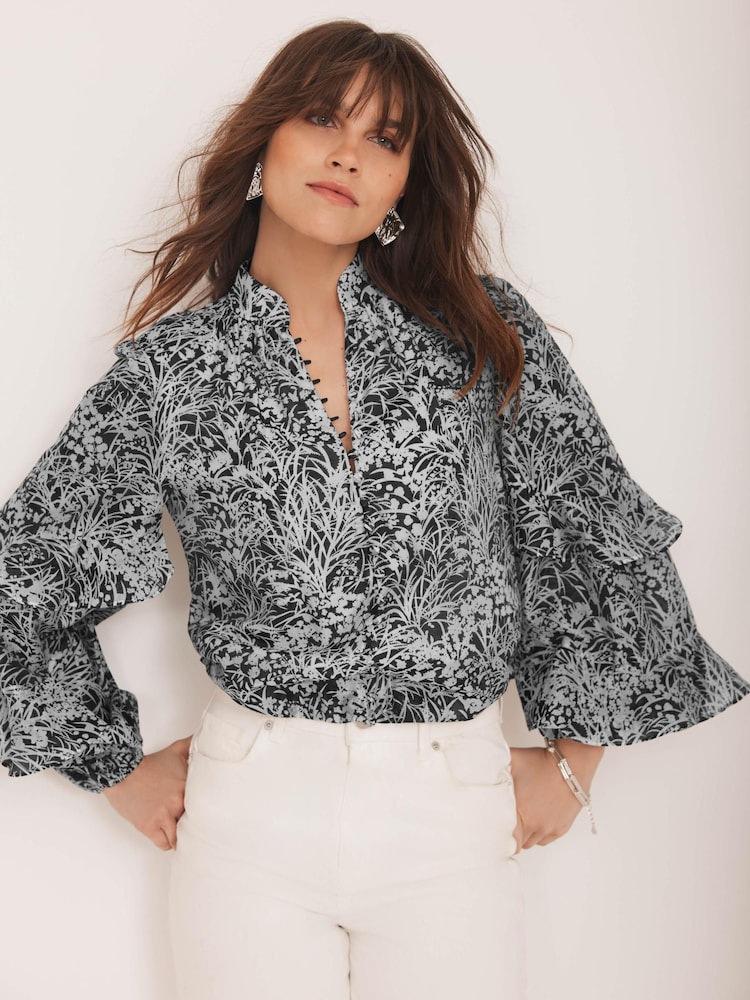 Mint Velvet Blue Floral Print Blouse - Image 2 of 8