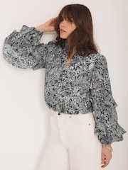Mint Velvet Blue Floral Print Blouse - Image 6 of 8