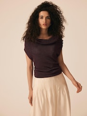 Mint Velvet Red Cowl Neck Knit Top - Image 4 of 8