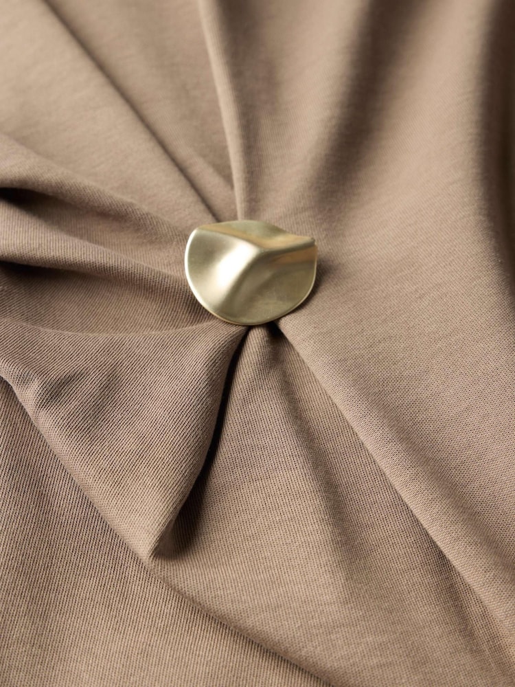 Mint Velvet Brown Gathered Detail T-Shirt - Image 8 of 8