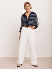 Mint Velvet Blue Striped Graphic Shirt - Image 4 of 8