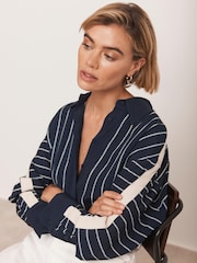 Mint Velvet Blue Striped Graphic Shirt - Image 5 of 8