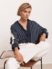 Mint Velvet Blue Striped Graphic Shirt - Image 6 of 8