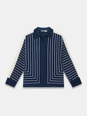 Mint Velvet Blue Striped Graphic Shirt - Image 7 of 8