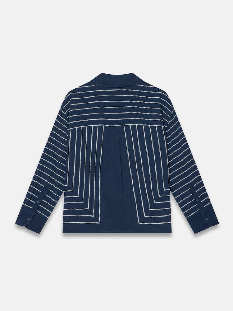 Mint Velvet Blue Striped Graphic Shirt - Image 8 of 8