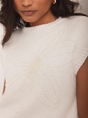 Mint Velvet Natural Floral Print Embellished Knit Top - Image 4 of 7
