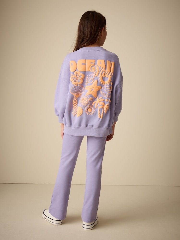 بنفسجي فاتح - Sweatshirt and Flare Leggings Set (3-16yrs) - صورة 2 من 4 بنفسجي فاتح - Sweatshirt and Flare Leggings Set (3-16yrs) - صورة 2 من 4