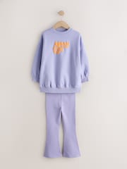 بنفسجي فاتح - طقم من سويت شيرت وبنطلون ضيق من الأعلى وانسيابي من الأسفل (للأعمار من 3 إلى 16 سنة) - صورة 7 من 12