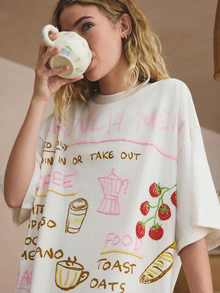 Ecru Beaded Cotton Nightie - Image 5 of 5