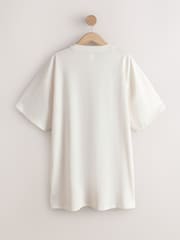 بيج فاتح مطرَّز بالخرز - قميص نوم قطن بطبعة مستوحاة من الفطور المتأخر - Image 7 of 9