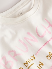 بيج فاتح مطرَّز بالخرز - قميص نوم قطن بطبعة مستوحاة من الفطور المتأخر - Image 8 of 9